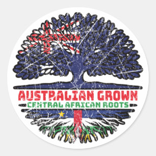 Adesivo Redondo Raízes da Bandeira australiana na Austrália Centra