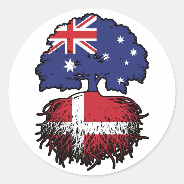 Adesivo Redondo Raízes de Árvore Australianas Dinamarquesa (Frente)