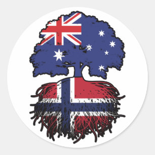 Adesivo Redondo Raízes de Árvore da Austrália Australiana noruegue