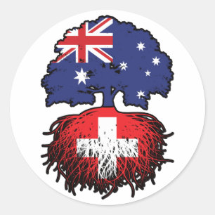 Adesivo Redondo Raízes de Árvore da Austrália Australiana suiça