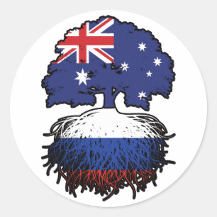 Adesivo Redondo Raízes de Árvore Russas da Austrália Australiana
