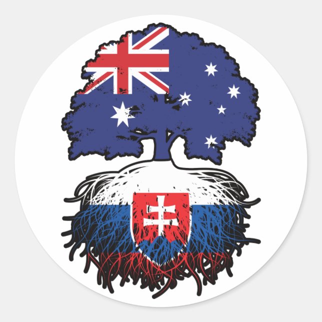 Adesivo Redondo Raízes de Árvores da Austrália Eslovaca e Australi (Frente)