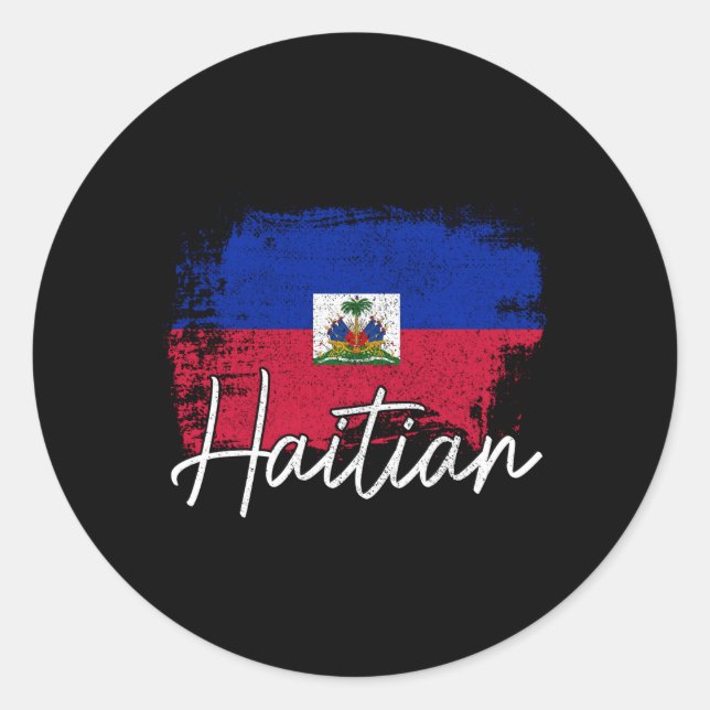 Adesivo Redondo Raízes do Orgulho Haitiano na Bandeira do Haiti (Frente)