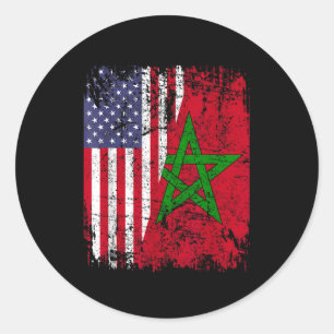 Adesivo Redondo RAÍZES MARROQUINAS Meia Bandeira Americana BAN