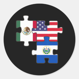 Adesivo Redondo Raízes Mexicanas E Salvadorenhas Mais A Bandeira D