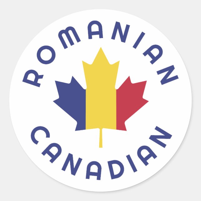Adesivo Redondo Raízes romenas canadenses (Frente)