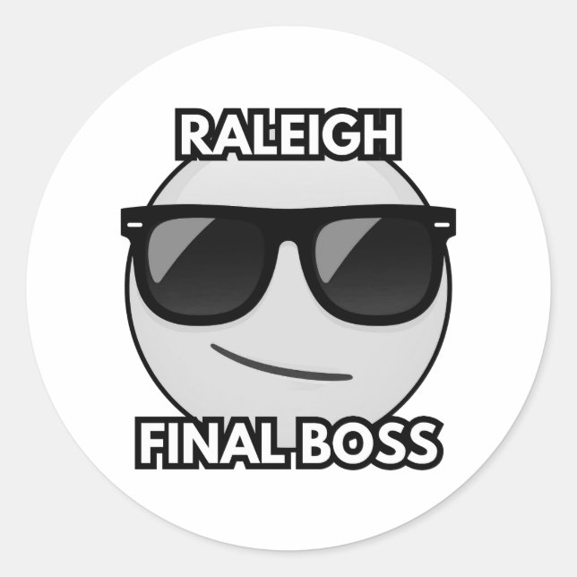 Adesivo Redondo Raleigh Final Boss Cool Emoji Sticker (Frente)