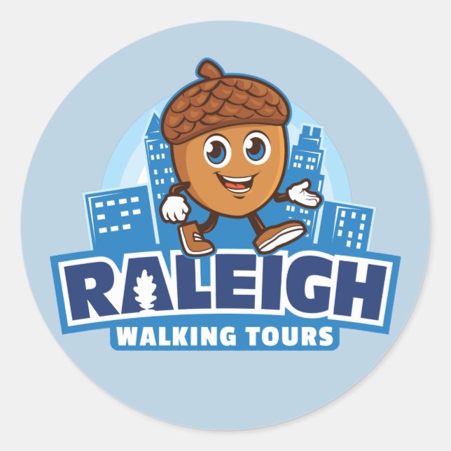 Adesivo Redondo Raleigh Walking Tours Cute Acorn (Frente)