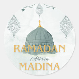 Adesivo Redondo Ramadã ahla em madina Ramadan Kareem Sticker