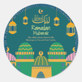 Adesivo Redondo Ramadã| Eid Mubarak Ouro Calliografia Greenblu