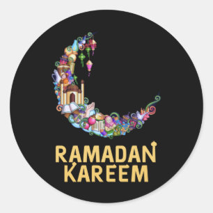 Adesivo Redondo Ramadã Kareem Mubarak em lua