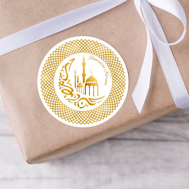 Adesivo Redondo Ramadan Arabic Gold Accent Sticker (Criador carregado)