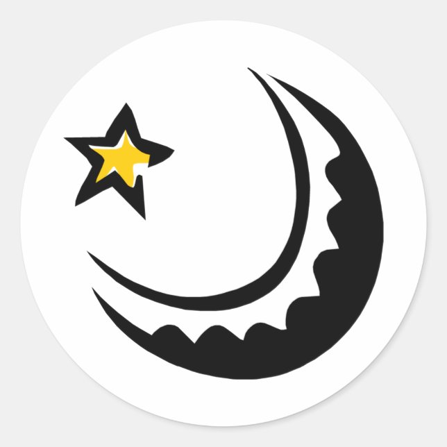 Adesivo Redondo Ramadan Crescent Moon e Star Swoosh (Frente)