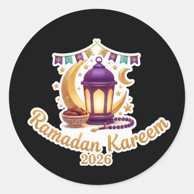 Adesivo Redondo Ramadan Kareem 2026 Festive Celebration Sticker (Frente)