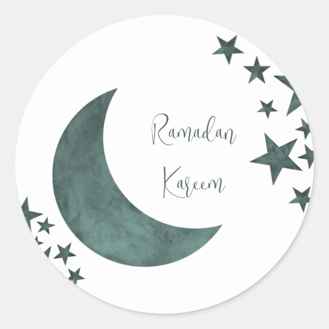 Adesivo Redondo Ramadan Kareem crescent Islam mubarak estrelas Pos (Frente)