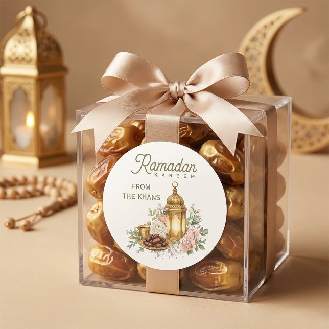 Adesivo Redondo Ramadan Kareem Floral Lantern (#RamadanKareem #EidMubarak #RamadanDecor #IslamicDesign #RamadanSticker #EidGifts #MuslimArt #Ramada)