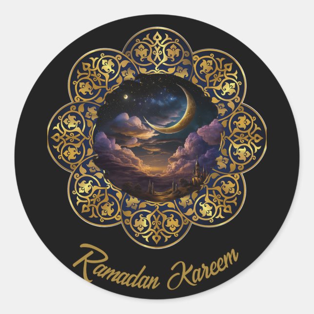 ADESIVO REDONDO RAMADAN KAREEM MUBARAK 2024 EID MUBARAK (Frente)