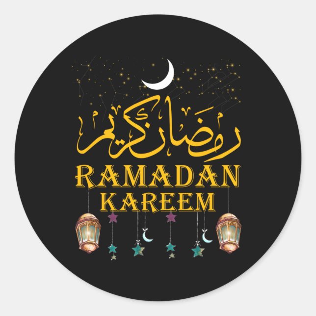 Adesivo Redondo Ramadan Kareem: Protesto Islâmico Por (Frente)