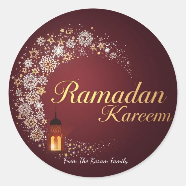Adesivo Redondo Ramadan Kareem theme gift Sticker for celebration (Frente)