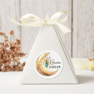 Adesivo Redondo Ramadan Kareem Watercolor Crescent Moon