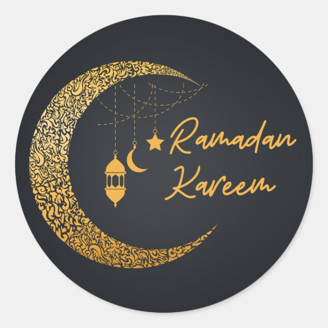 Adesivo Redondo Ramadan Mubarak - Ramadan Kareem - Eid Mubarak (Frente)