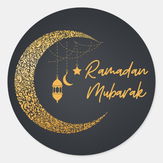 Adesivo Redondo Ramadan Mubarak - Ramadan Kareem - Eid Mubarak (Frente)