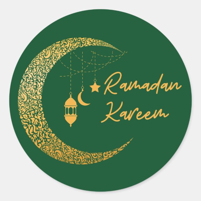 Adesivo Redondo Ramadan Mubarak - Ramadan Kareem - Eid Mubarak (Frente)