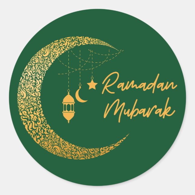 Adesivo Redondo Ramadan Mubarak - Ramadan Kareem - Eid Mubarak (Frente)