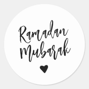 Adesivo Redondo Ramadan Mubarak Simple Black Heart Minimalista