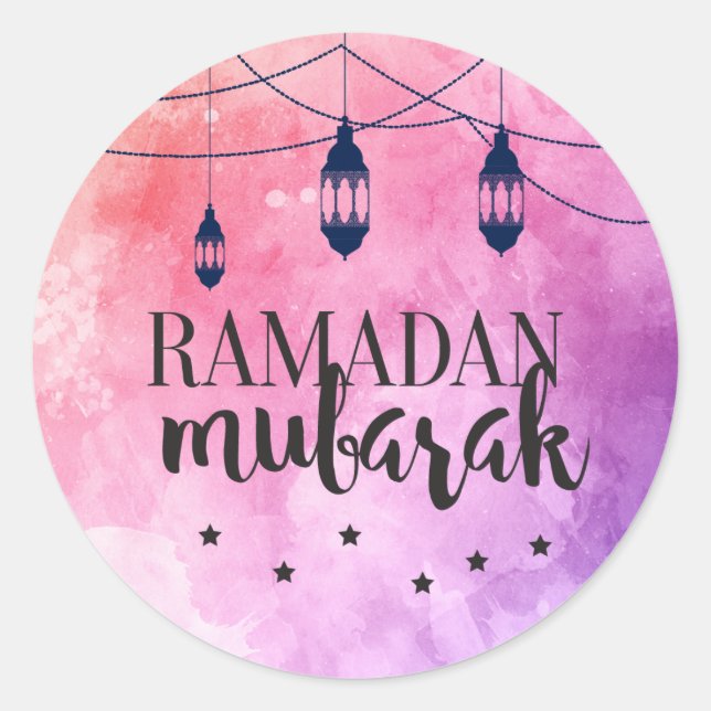 Adesivo Redondo Ramadan Mubarak Stickers, Eid Mubarak Stickers (Frente)