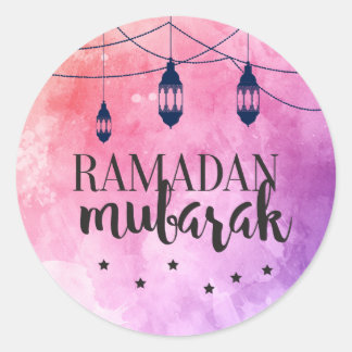 Adesivo Redondo Ramadan Mubarak Stickers, Eid Mubarak Stickers