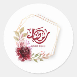 Adesivo Redondo Ramadan Mubarak Watercolor Floral