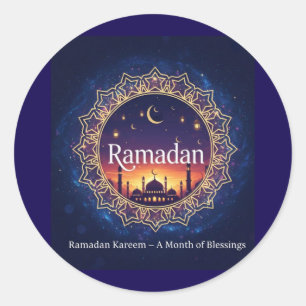 Adesivo Redondo Ramadão Kareem Mesquita Espiritual Pôr do sol