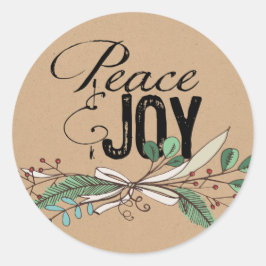 Adesivo Redondo Ramais e Berries Peace and Joy Sticker
