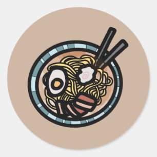 Adesivo Redondo Ramen ama japonês giro