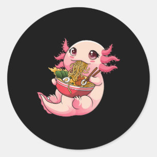 Adesivo Redondo Ramen Axolotl Kawaii Anime Comidas Japonesas Tee