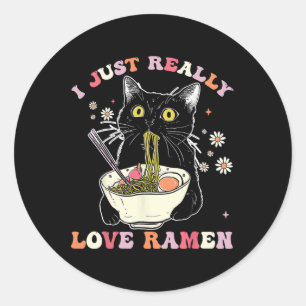 Adesivo Redondo Ramen Cat Anime Kawaii Clothes Otaku Clothing Mang