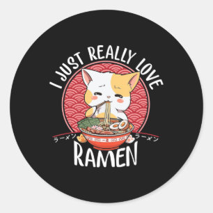 Adesivo Redondo Ramen Cat Anime Kawaii Japonês Gift Girls Officia
