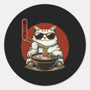 Adesivo Redondo Ramen Cat Kawaii Anime Japonês Kawaii Neko 1