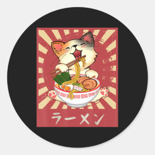 Adesivo Redondo Ramen Cat Neko Anime Kawaii Japonês Merch Gifts G
