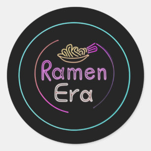 Adesivo Redondo RAMEN ERA, comida japonesa, ESTILO DE NEON