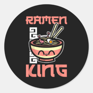 Adesivo Redondo Ramen King Ramen Noodles Lover Engraçado Citação P