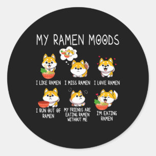 Adesivo Redondo Ramen Shiba Inu Cachorro Passa Noodles Japoneses P