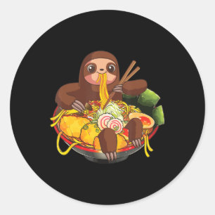 Adesivo Redondo Ramen Sloth Kawaii Anime Comidas Japonesas Oferece