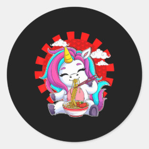 Adesivo Redondo Ramen Unicorn Kawaii Anime Comida Japonesa Gift Gi