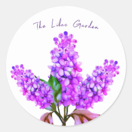 Adesivo Redondo Ramificação lilática de aquarela elegante