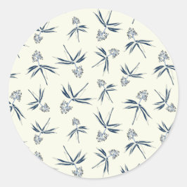Adesivo Redondo Ramificações Azuis de Budding no creme - padrão pe