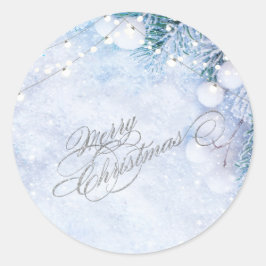 Adesivo Redondo Ramificações da árvore dos pinos,Luzes das cordas 