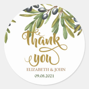 Adesivo Redondo Ramificações de Oliveiras de Aquarela
