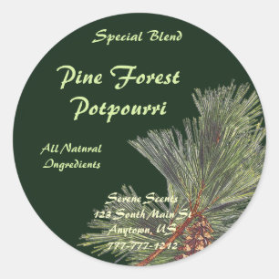 Adesivo Redondo Ramo do pinho em Forest Green